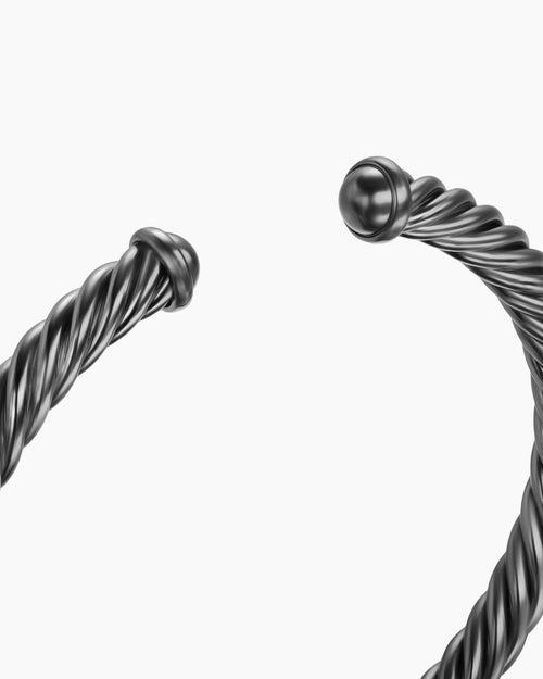 Mens Cable Cuff Bracelet in Grey Aluminum, 6mm