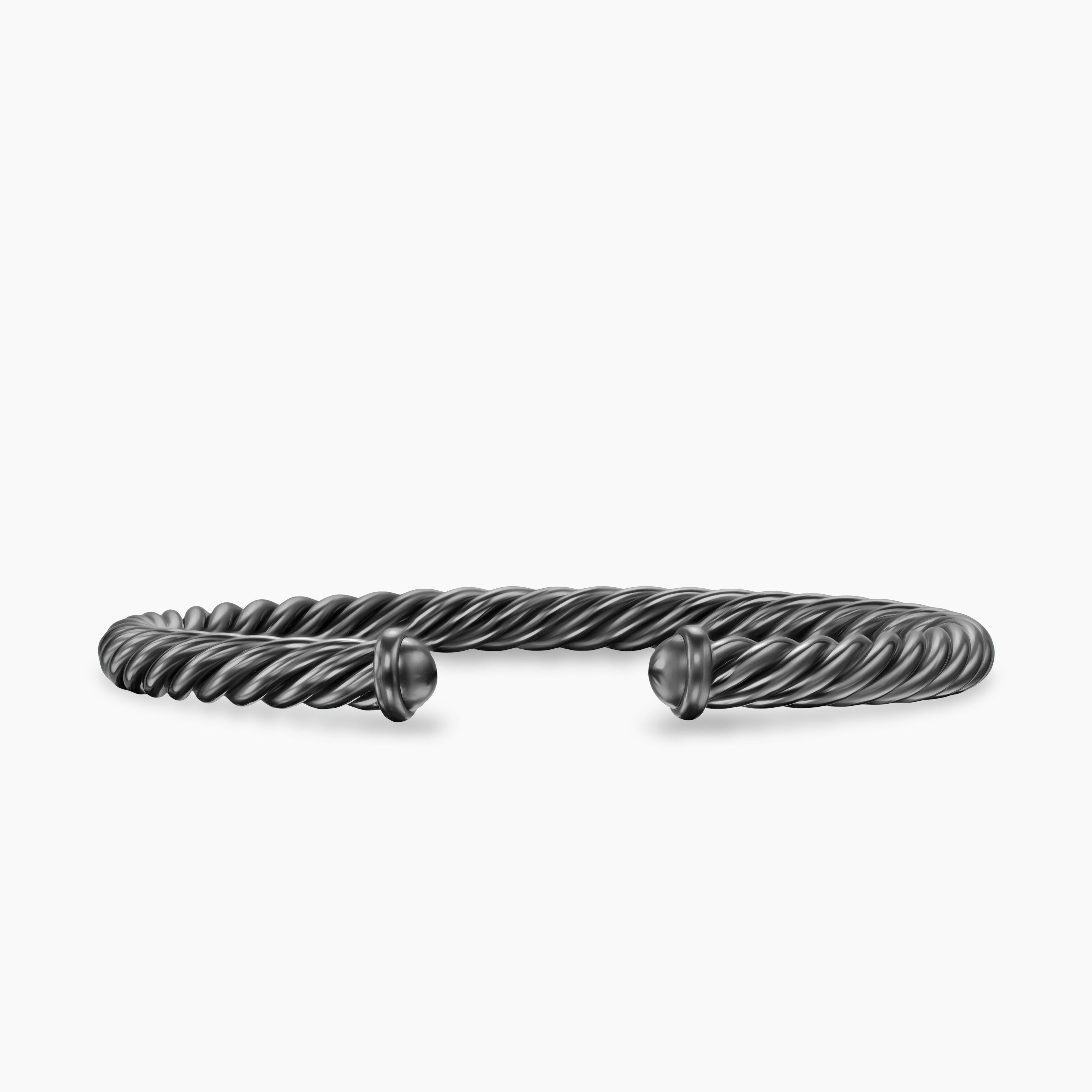 Mens Cable Cuff Bracelet in Grey Aluminum, 6mm