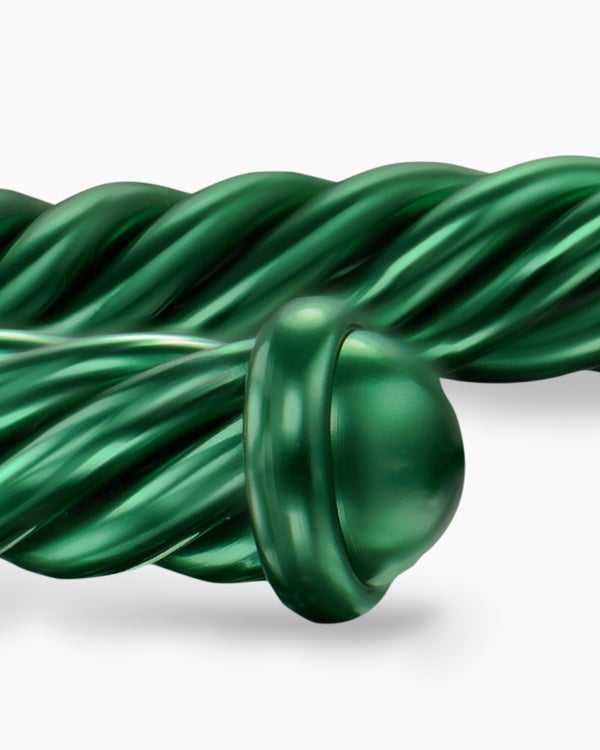 Cable Cuff Bracelet in Green Aluminum, 6mm