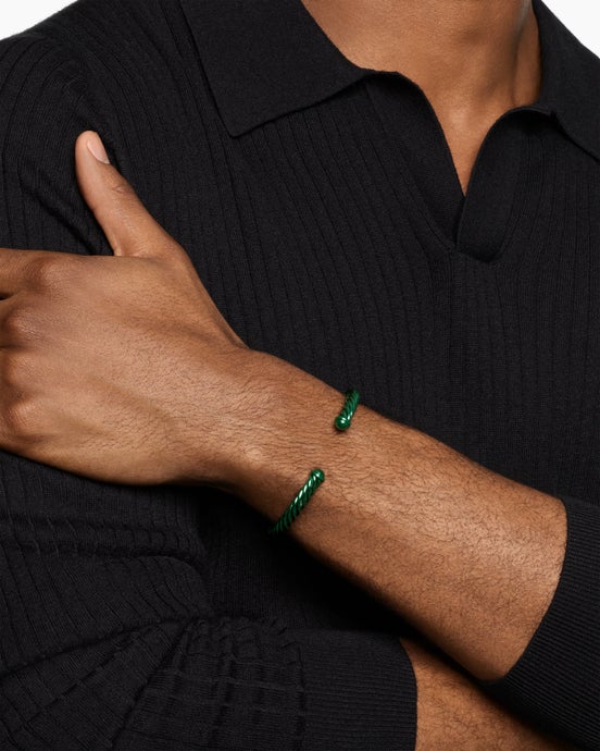Cable Cuff Bracelet in Green Aluminum, 6mm