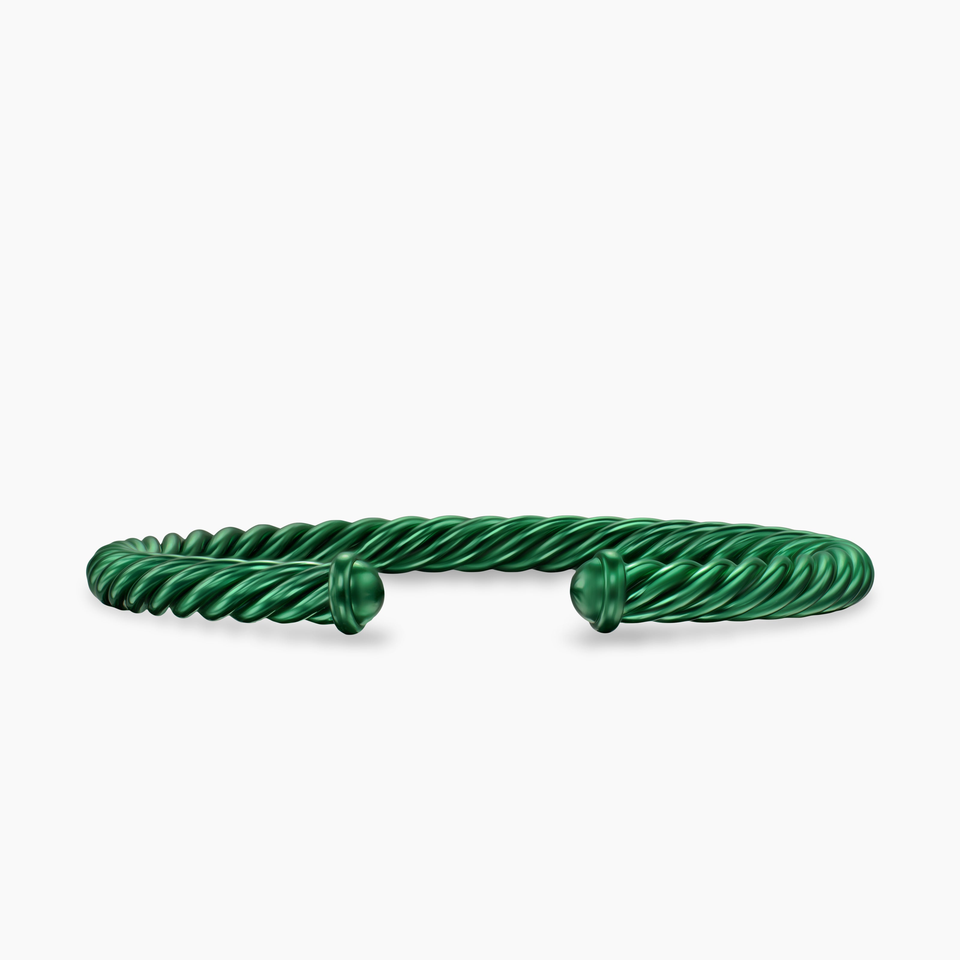 Mens Cable Cuff Bracelet in Green Aluminum, 6mm