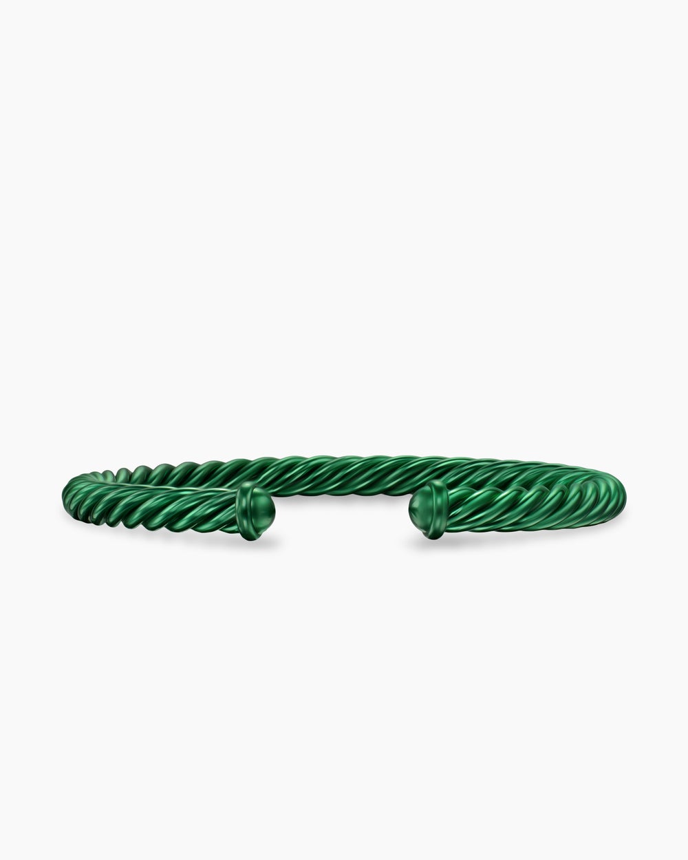 Mens Cable Cuff Bracelet in Green Aluminum, 6mm
