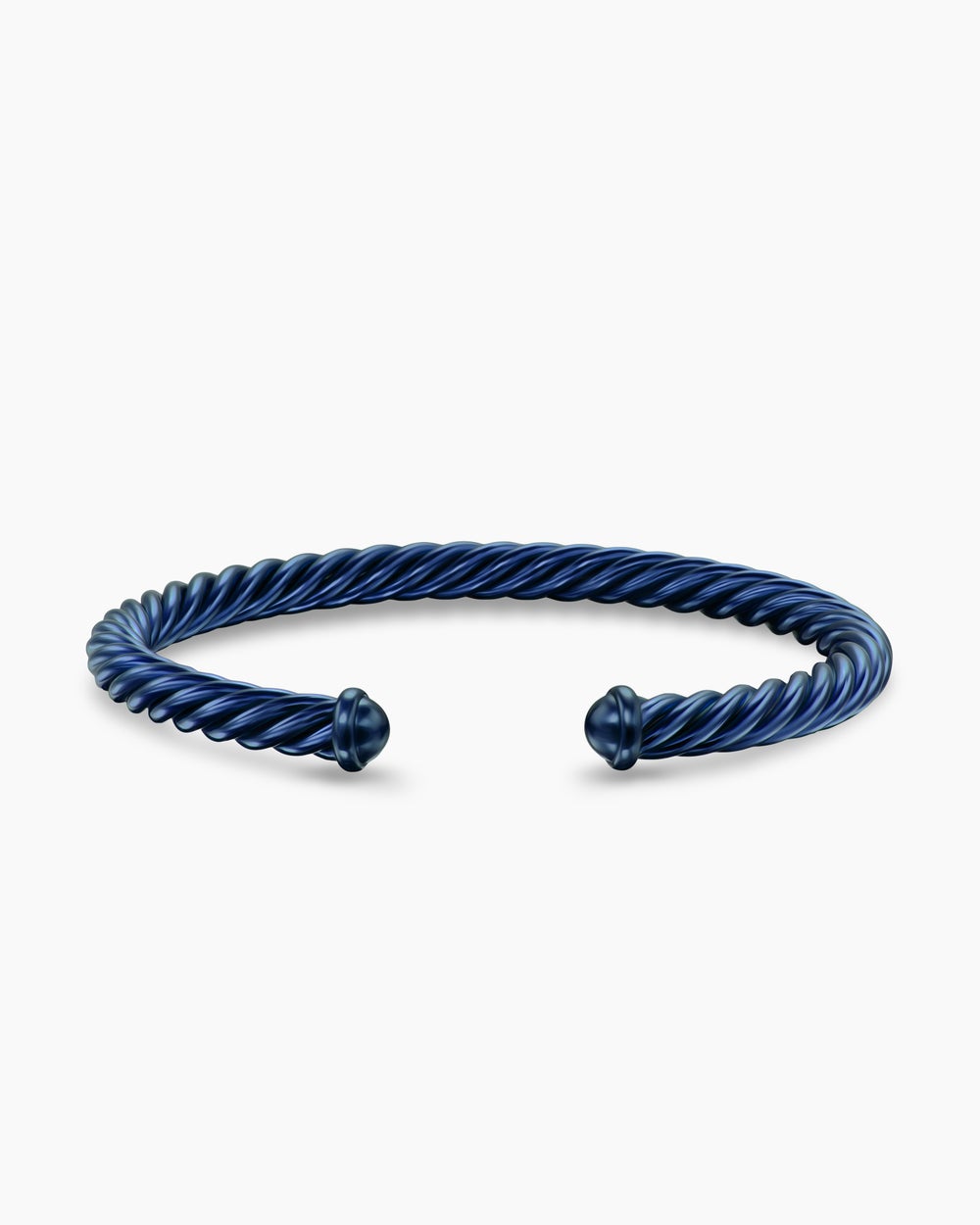 Mens Cable Cuff Bracelet in Navy Aluminum, 6mm