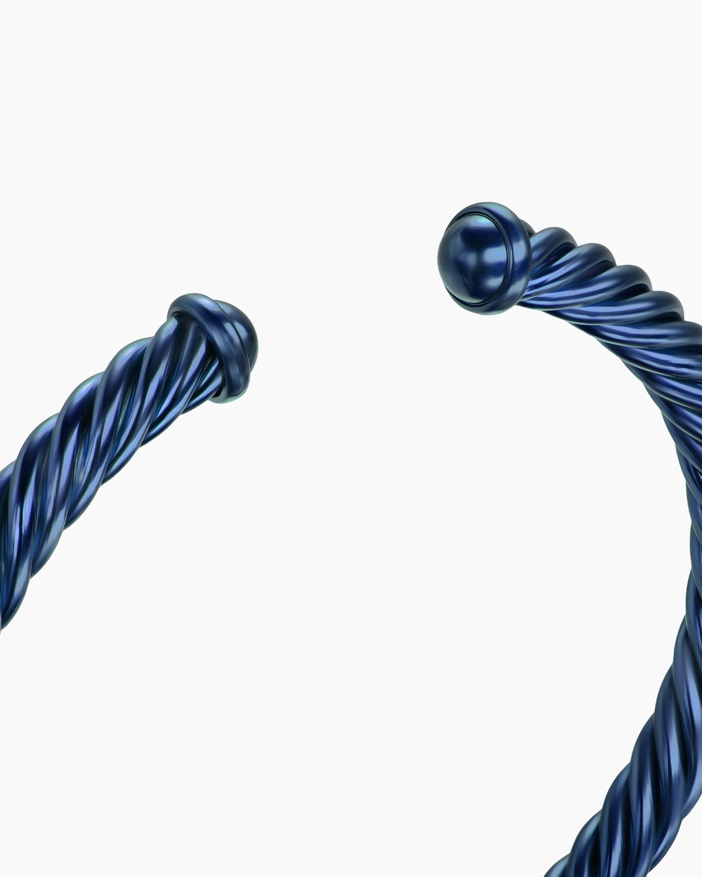 Mens Cable Cuff Bracelet in Navy Aluminum, 6mm
