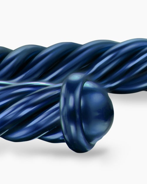 Mens Cable Cuff Bracelet in Navy Aluminum, 6mm