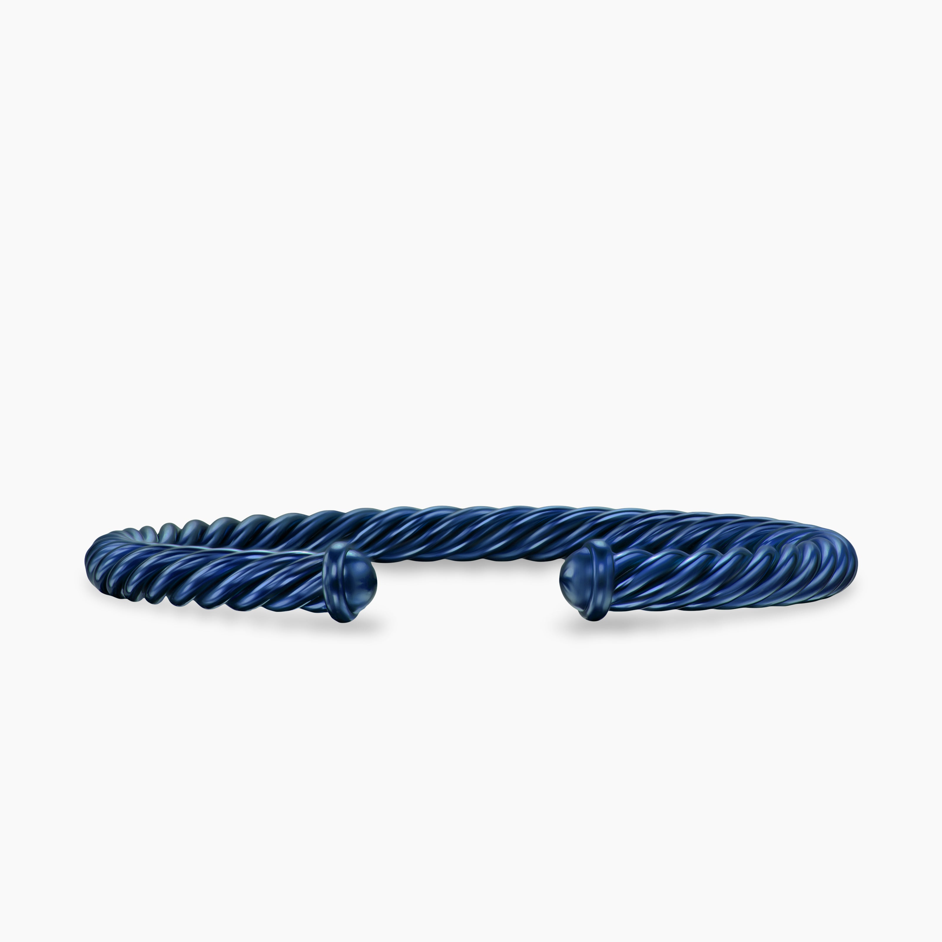 Mens Cable Cuff Bracelet in Navy Aluminum, 6mm