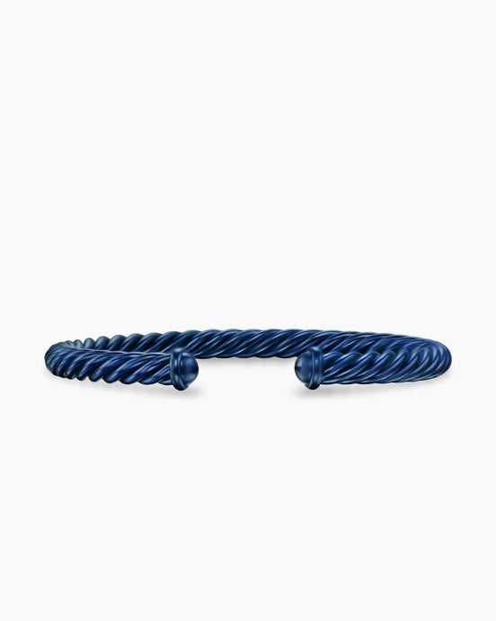 Cable Cuff Bracelet in Navy Aluminum, 6mm