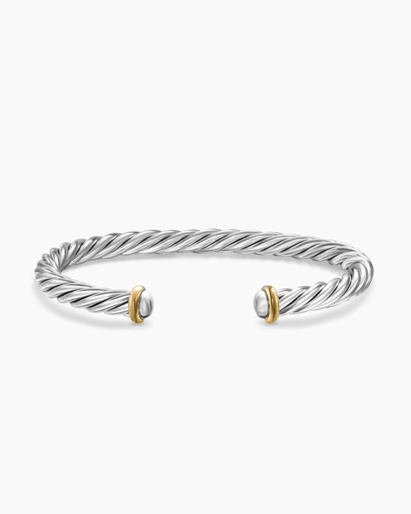 Bracelet-manchette Cable en argent sterling avec or jaune 14 carats, 6 mm