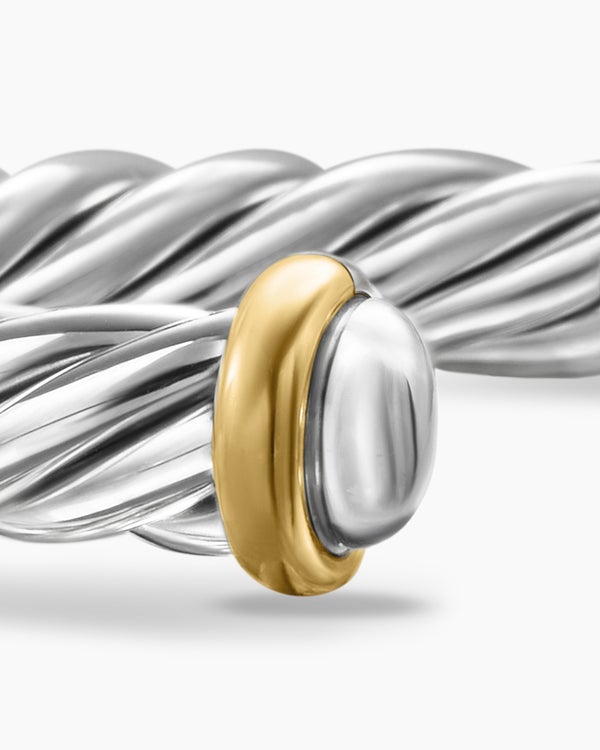 Bracelet-manchette Cable en argent sterling avec or jaune 14 carats, 6 mm