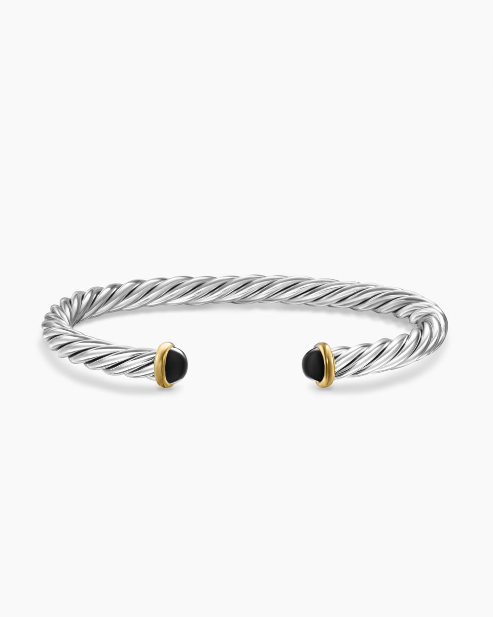 Bracelet manchette Cable en argent massif avec or jaune 14 carats, 6 mm homme