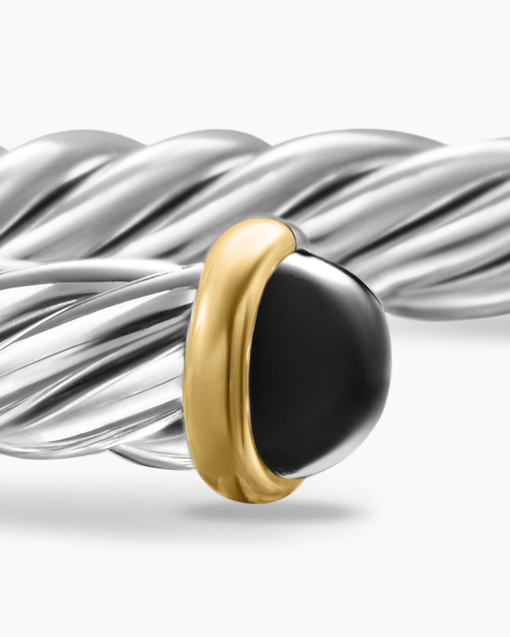 Bracelet manchette Cable en argent massif avec or jaune 14 carats, 6 mm homme