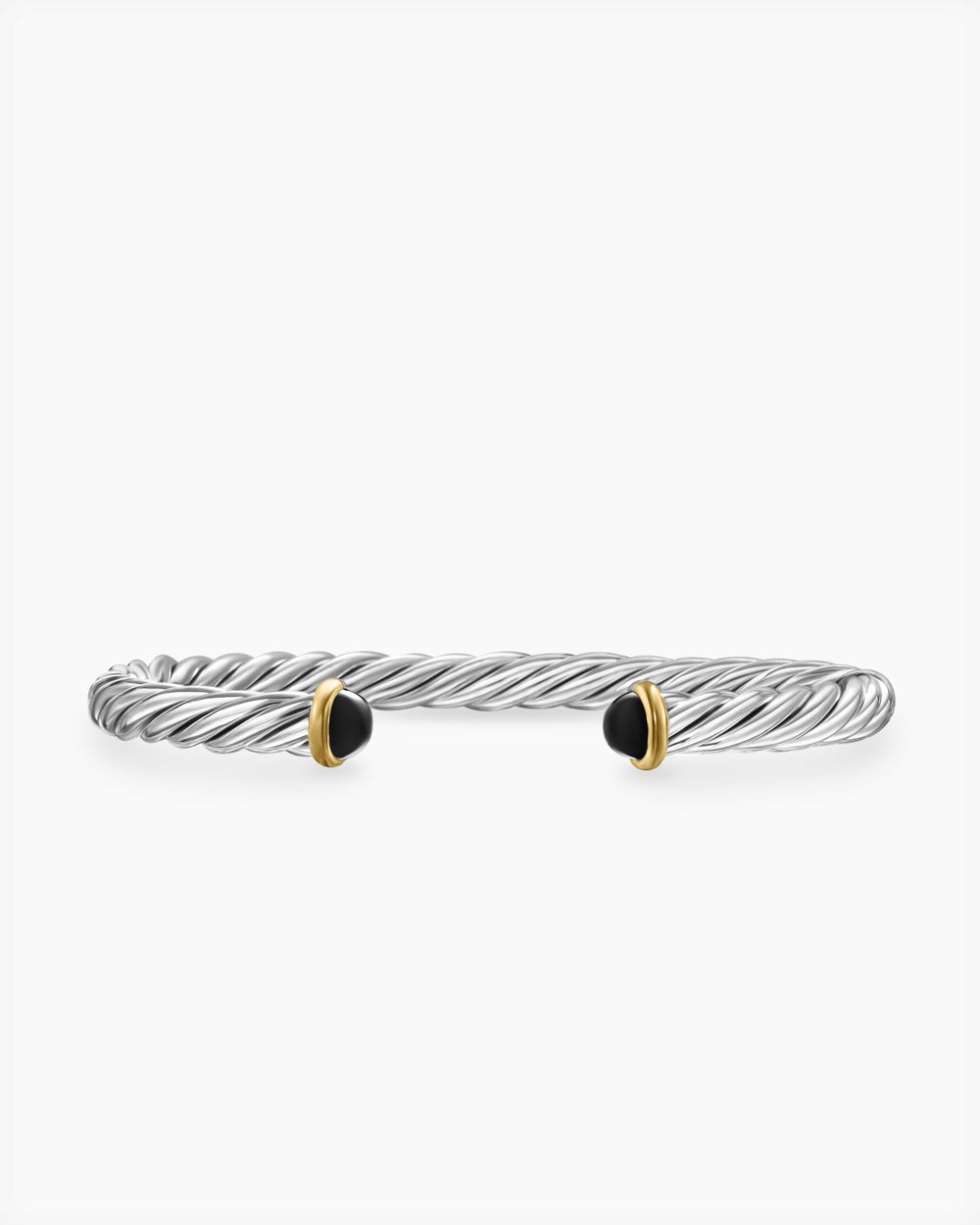 Bracelet manchette Cable en argent massif avec or jaune 14 carats, 6 mm homme