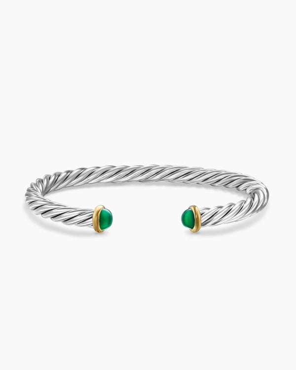 Bracelet-manchette Cable en argent sterling avec or jaune 14 carats, 6 mm