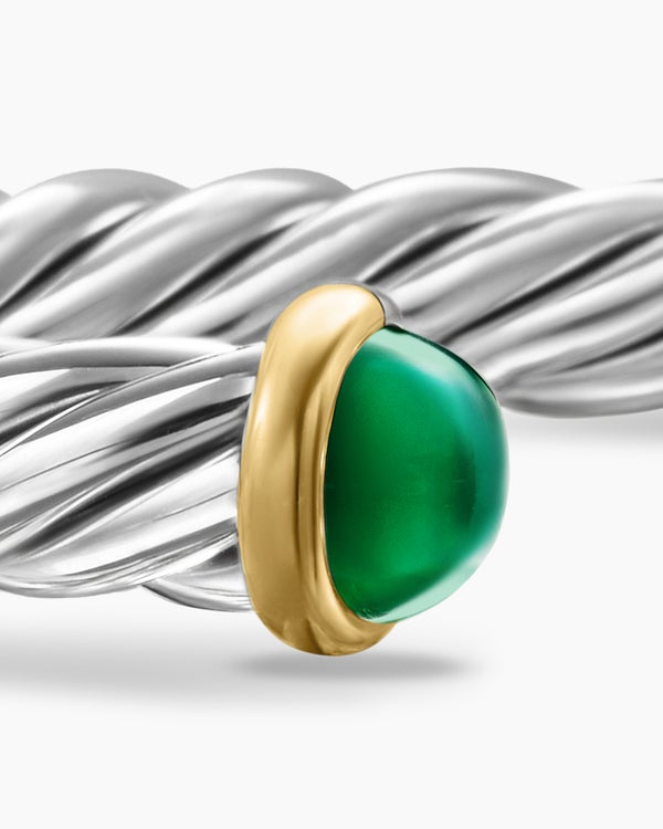 Bracelet-manchette Cable en argent sterling avec or jaune 14 carats, 6 mm