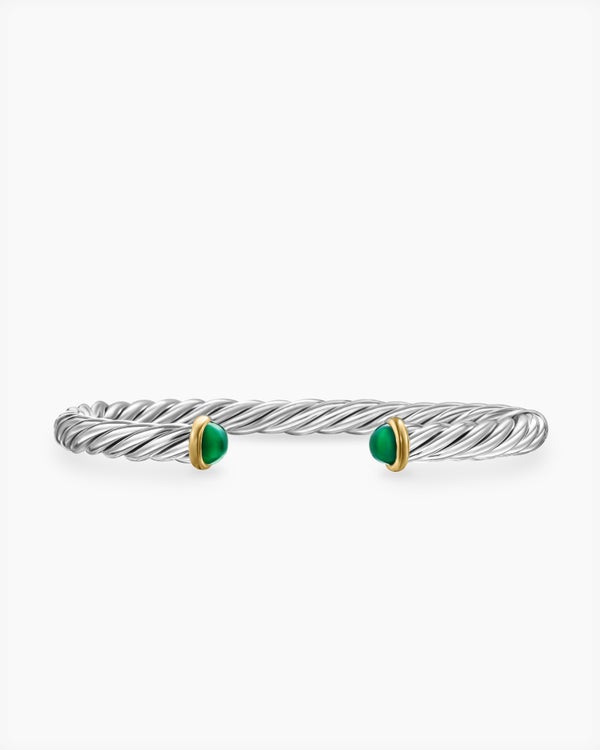 Bracelet-manchette Cable en argent sterling avec or jaune 14 carats, 6 mm