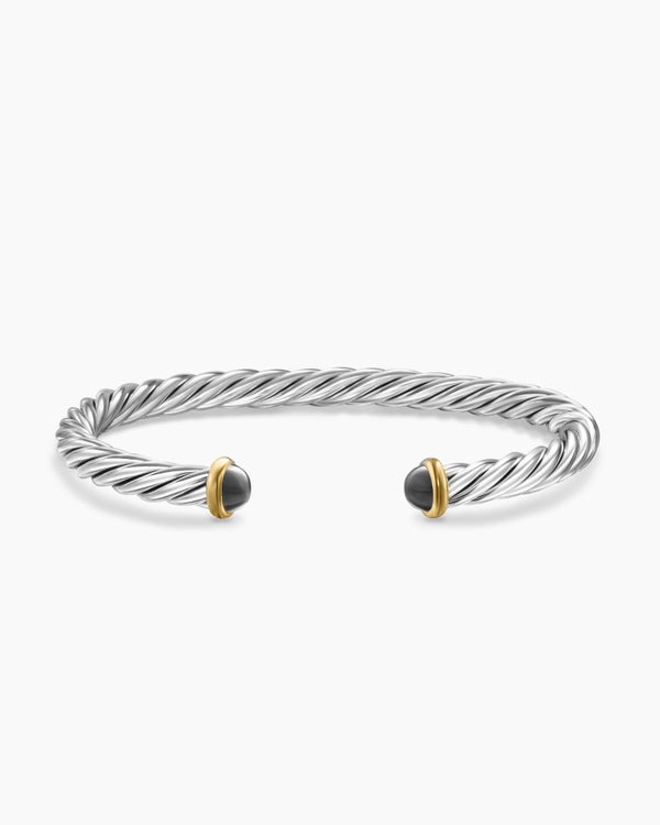 Bracelet-manchette Cable en argent sterling avec or jaune 14 carats, 6 mm