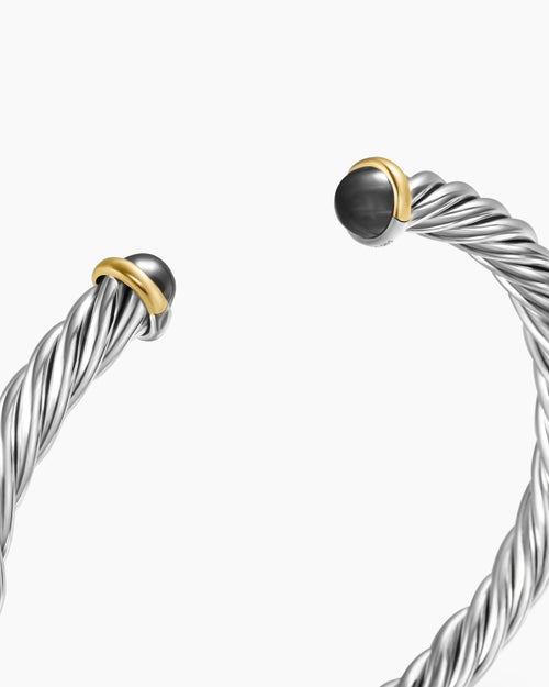 Bracelet-manchette Cable en argent sterling avec or jaune 14 carats, 6 mm