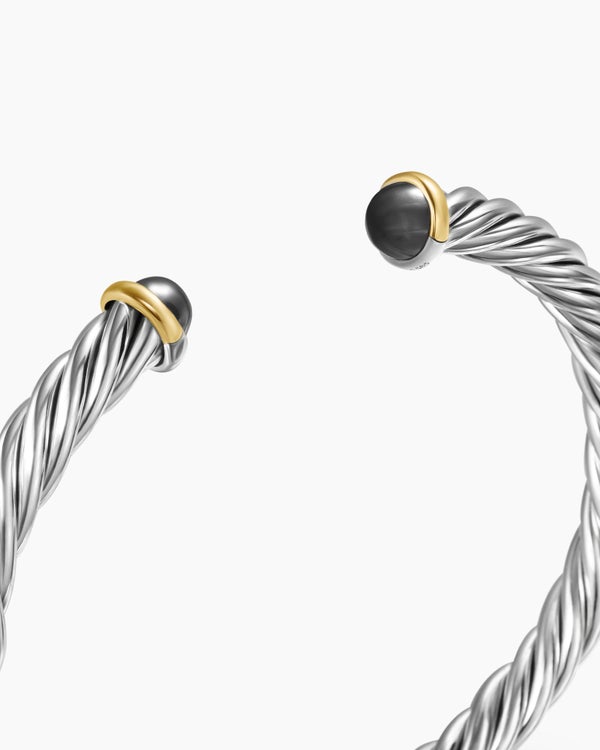 Bracelet-manchette Cable en argent sterling avec or jaune 14 carats, 6 mm