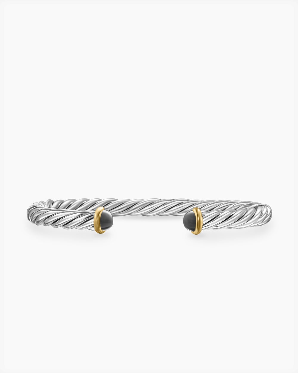 Mens Cable Cuff Bracelet in Sterling Silver with 14K Yellow Gold, 6mm