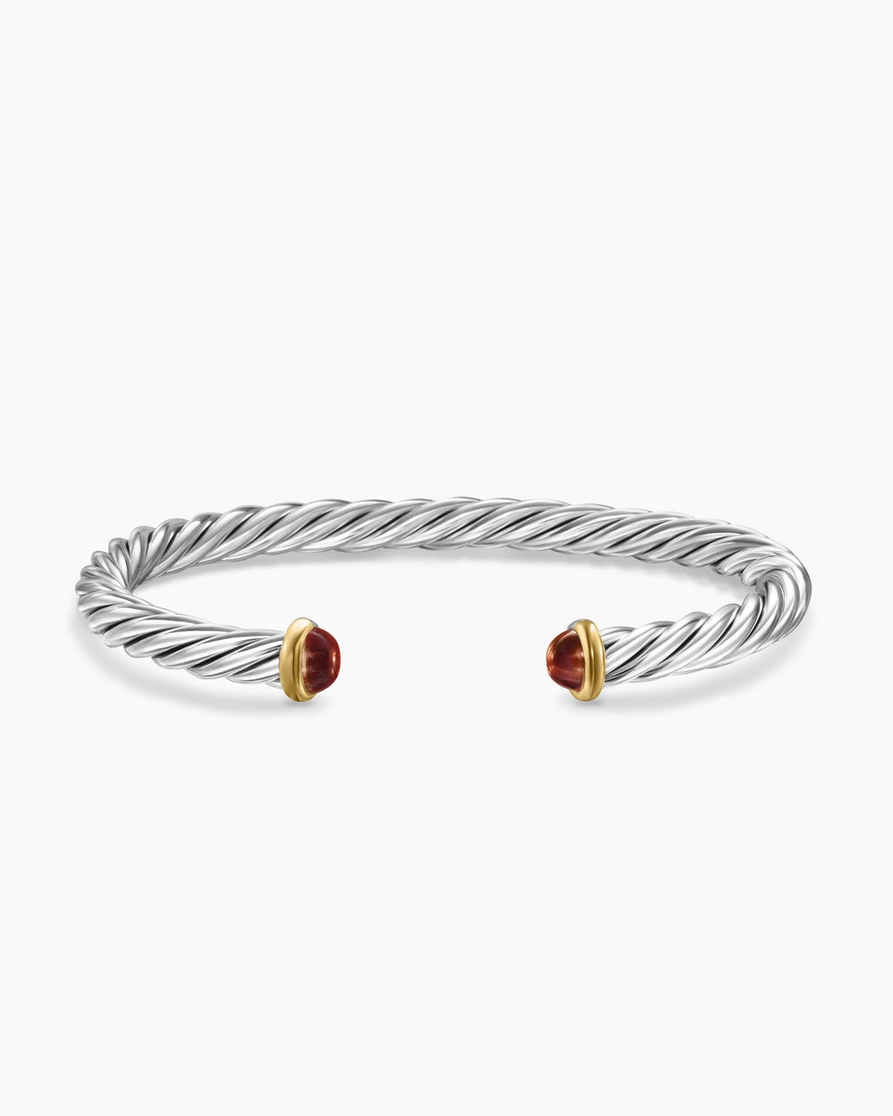 Mens Cable Cuff Bracelet in Sterling Silver with 14ct Yellow Gold, 6mm