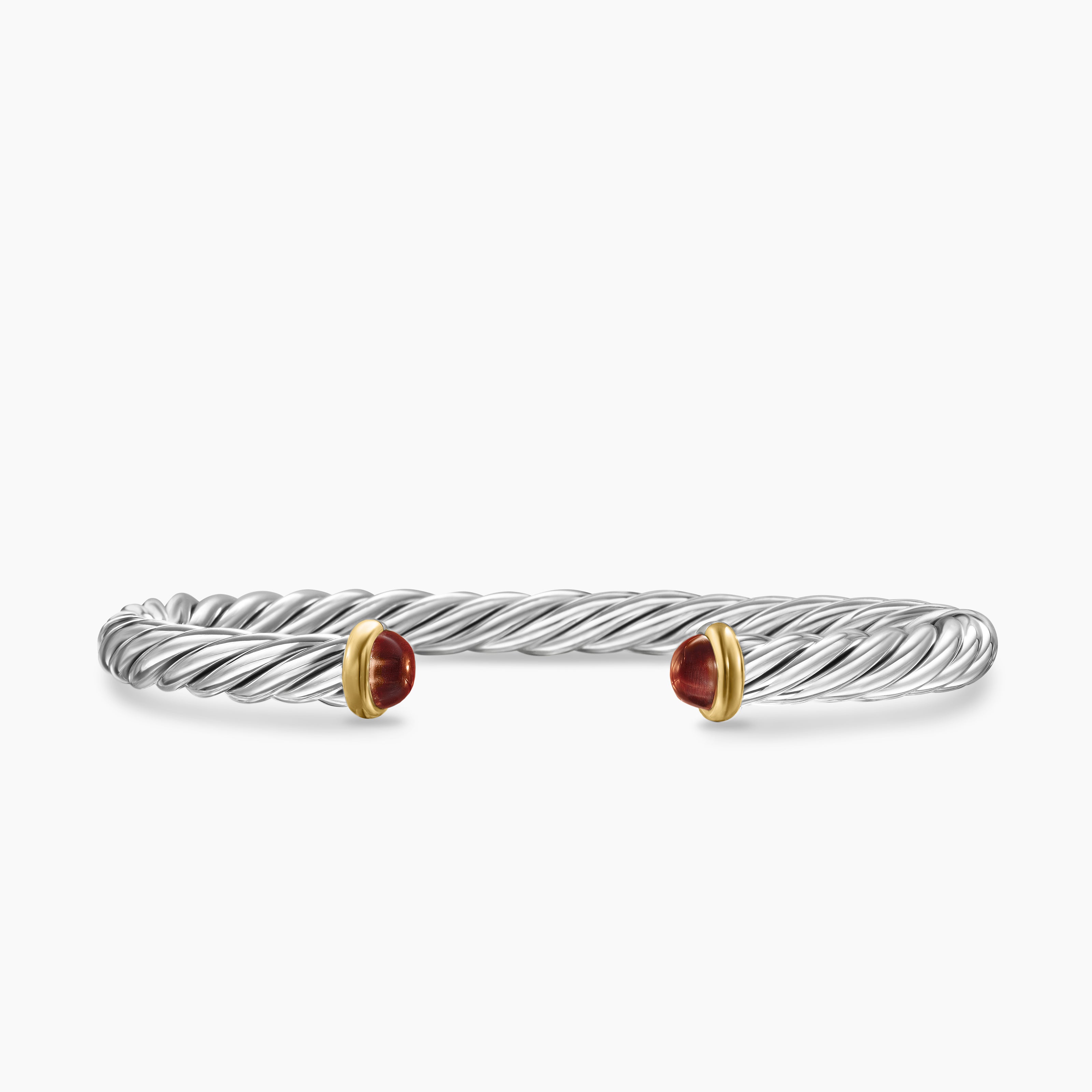 Bracelet manchette Cable en argent massif avec or jaune 14&nbsp;carats, 6&nbsp;mm homme 
