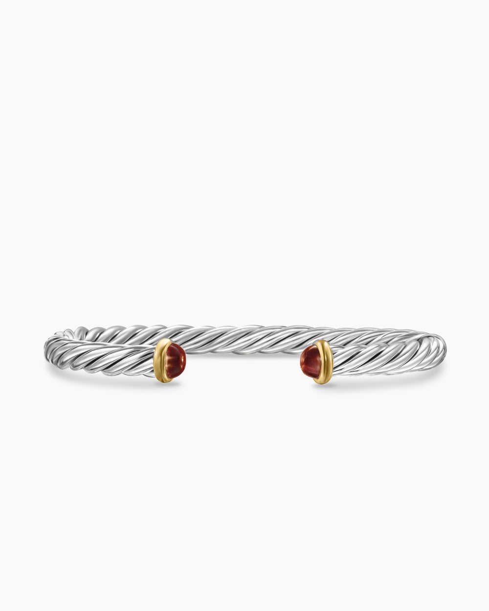 Mens Cable Cuff Bracelet in Sterling Silver with 14ct Yellow Gold, 6mm