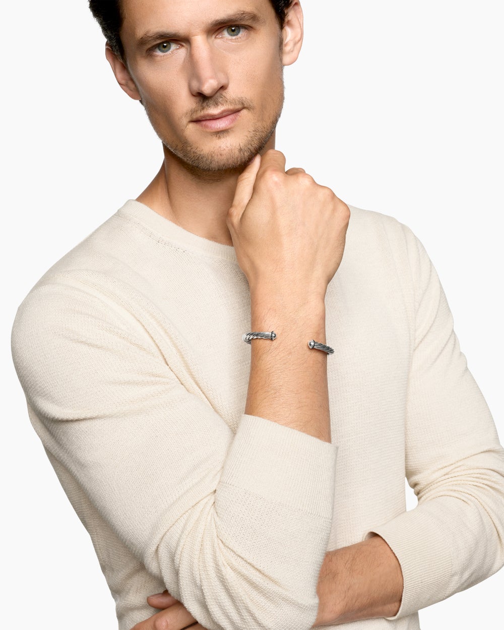 Bracelet-manchette Cable en argent sterling, 6 mm