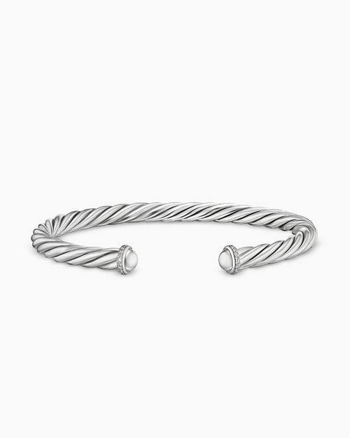 Mens Cable Cuff Bracelet in Sterling Silver, 6mm