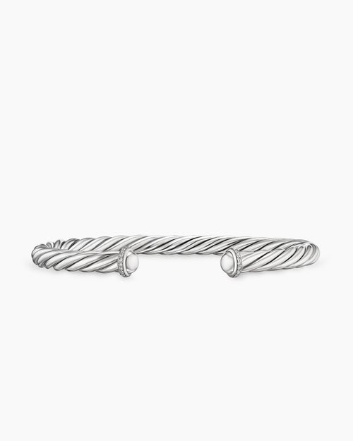 Mens Cable Cuff Bracelet in Sterling Silver, 6mm