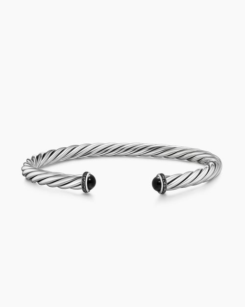 Mens Cable Cuff Bracelet in Sterling Silver, 6mm