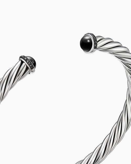 Mens Cable Cuff Bracelet in Sterling Silver, 6mm