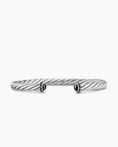 Mens Cable Cuff Bracelet in Sterling Silver, 6mm
