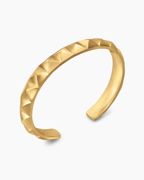 Mens Pyramid Cuff Bracelet in 18K Yellow Gold, 9.3mm