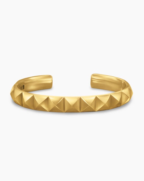 Mens Pyramid Cuff Bracelet in 18K Yellow Gold, 9.3mm