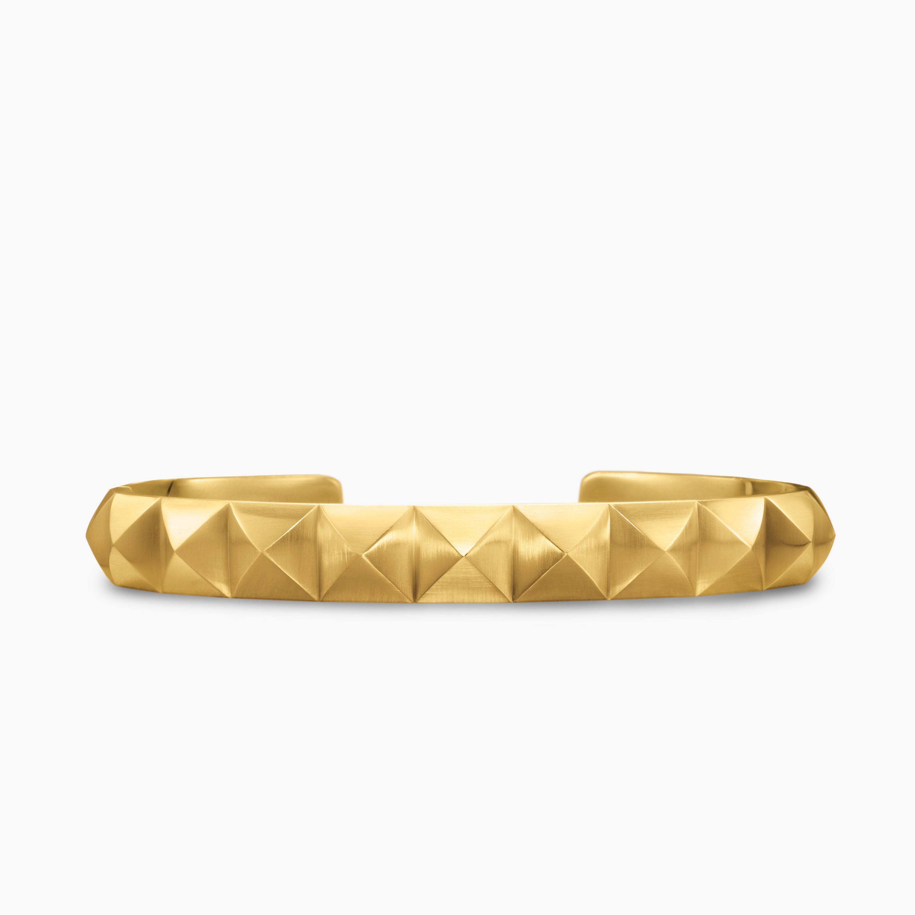 Mens Pyramid Cuff Bracelet in 18K Yellow Gold, 9.3mm