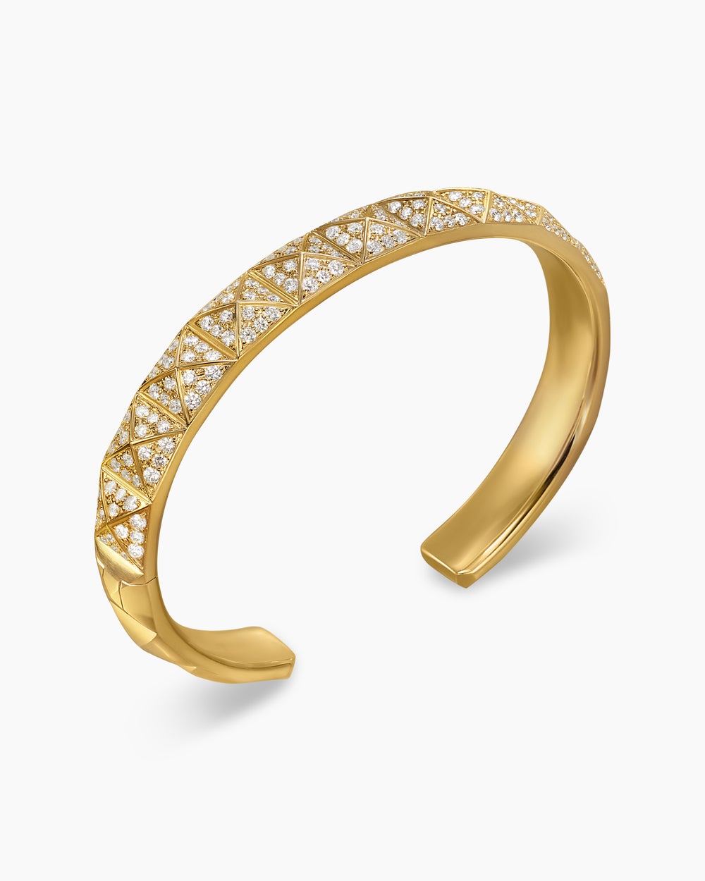 Mens Pyramid Cuff Bracelet in 18K Yellow Gold, 9.3mm