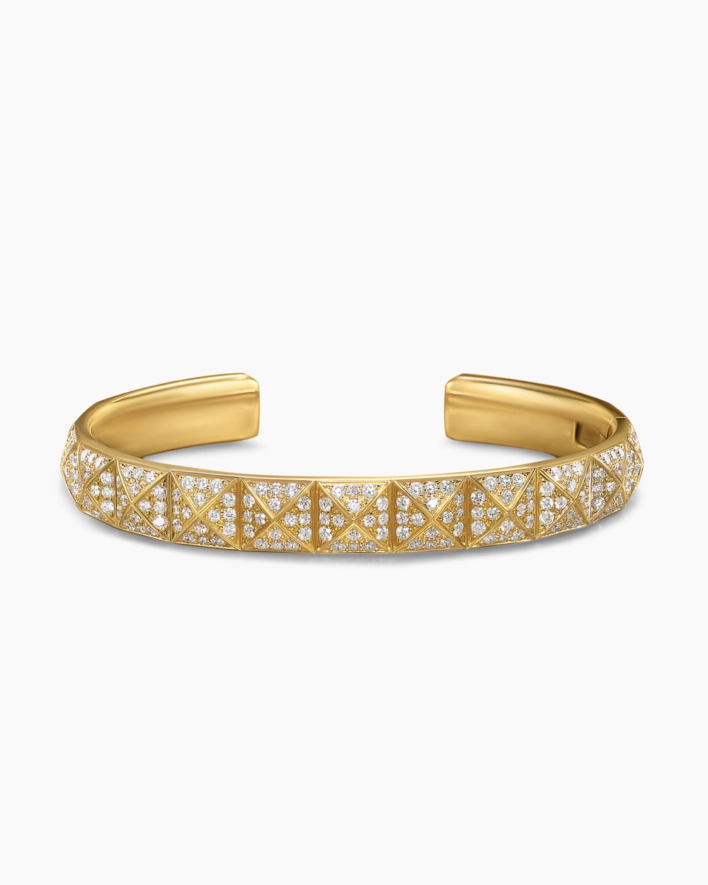 Mens Pyramid Cuff Bracelet in 18K Yellow Gold, 9.3mm