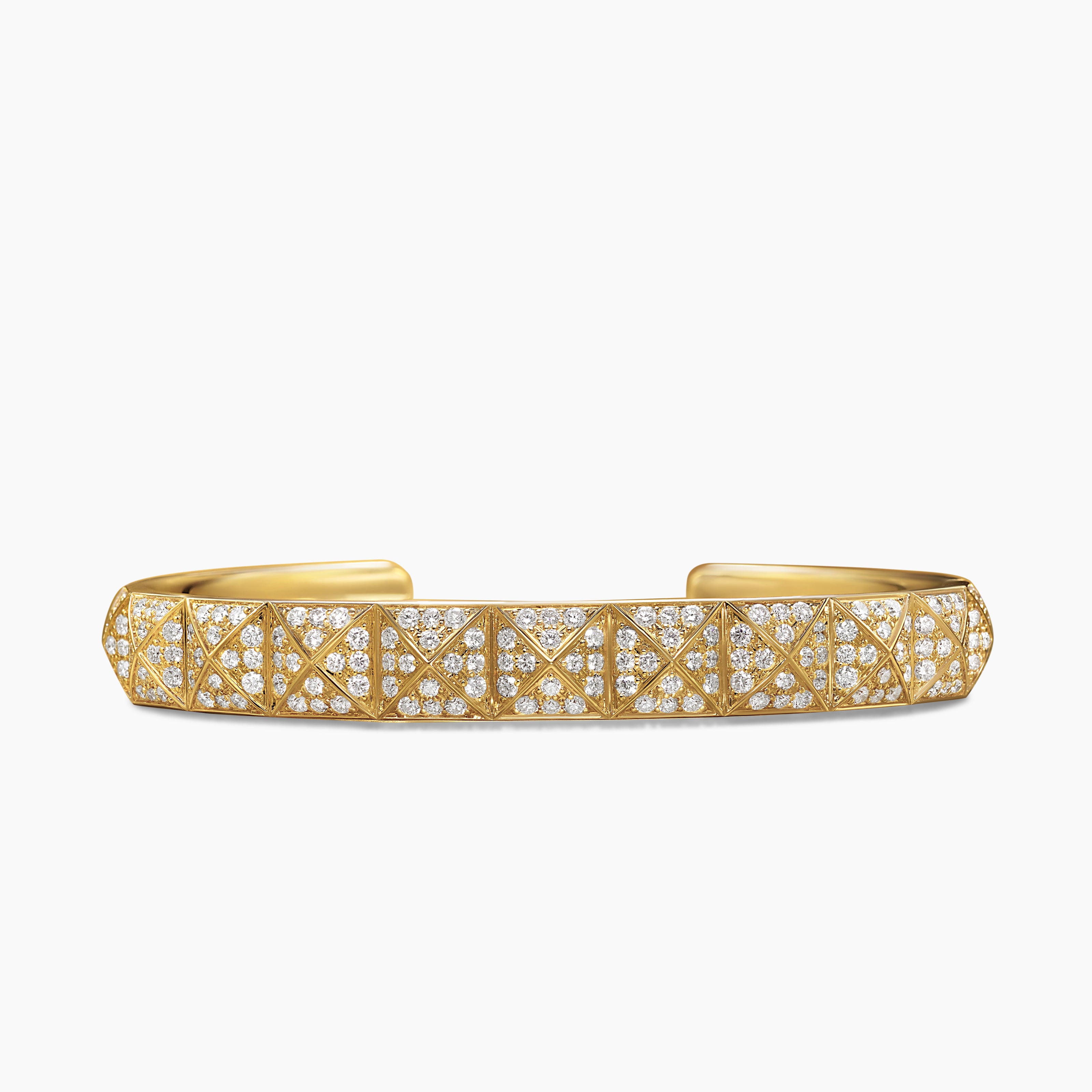 Mens Pyramid Cuff Bracelet in 18K Yellow Gold, 9.3mm