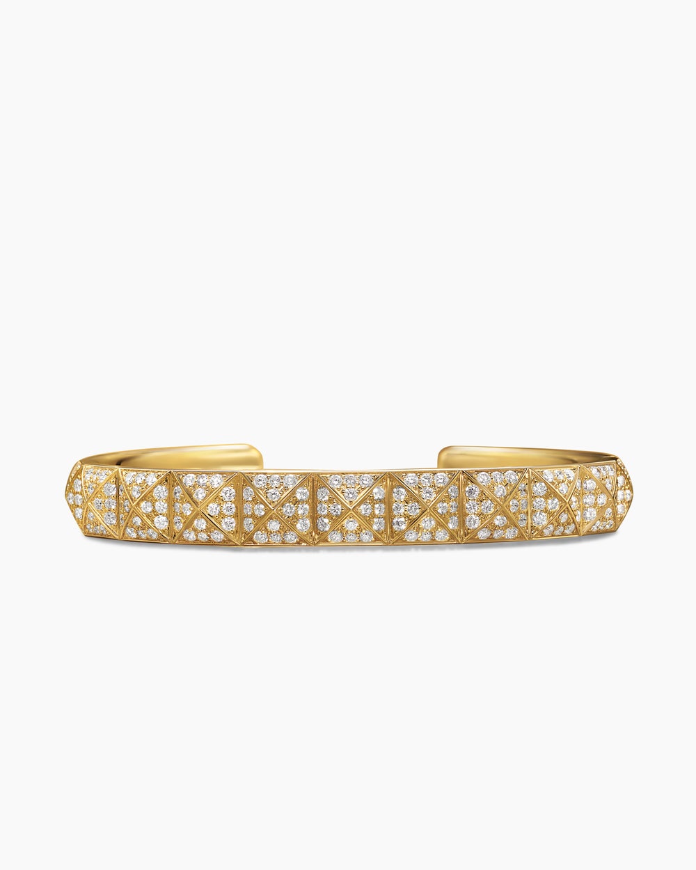 Mens Pyramid Cuff Bracelet in 18K Yellow Gold, 9.3mm