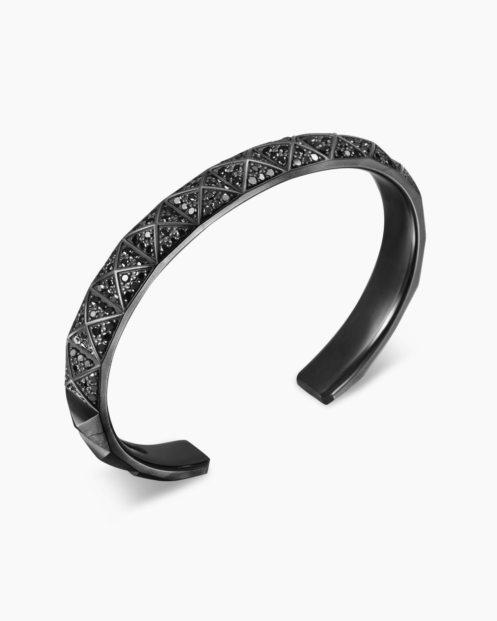 Mens Pyramid Cuff Bracelet in Black Titanium, 9.3mm