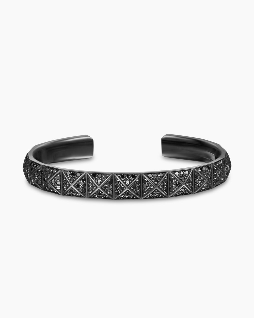 Mens Pyramid Cuff Bracelet in Black Titanium, 9.3mm