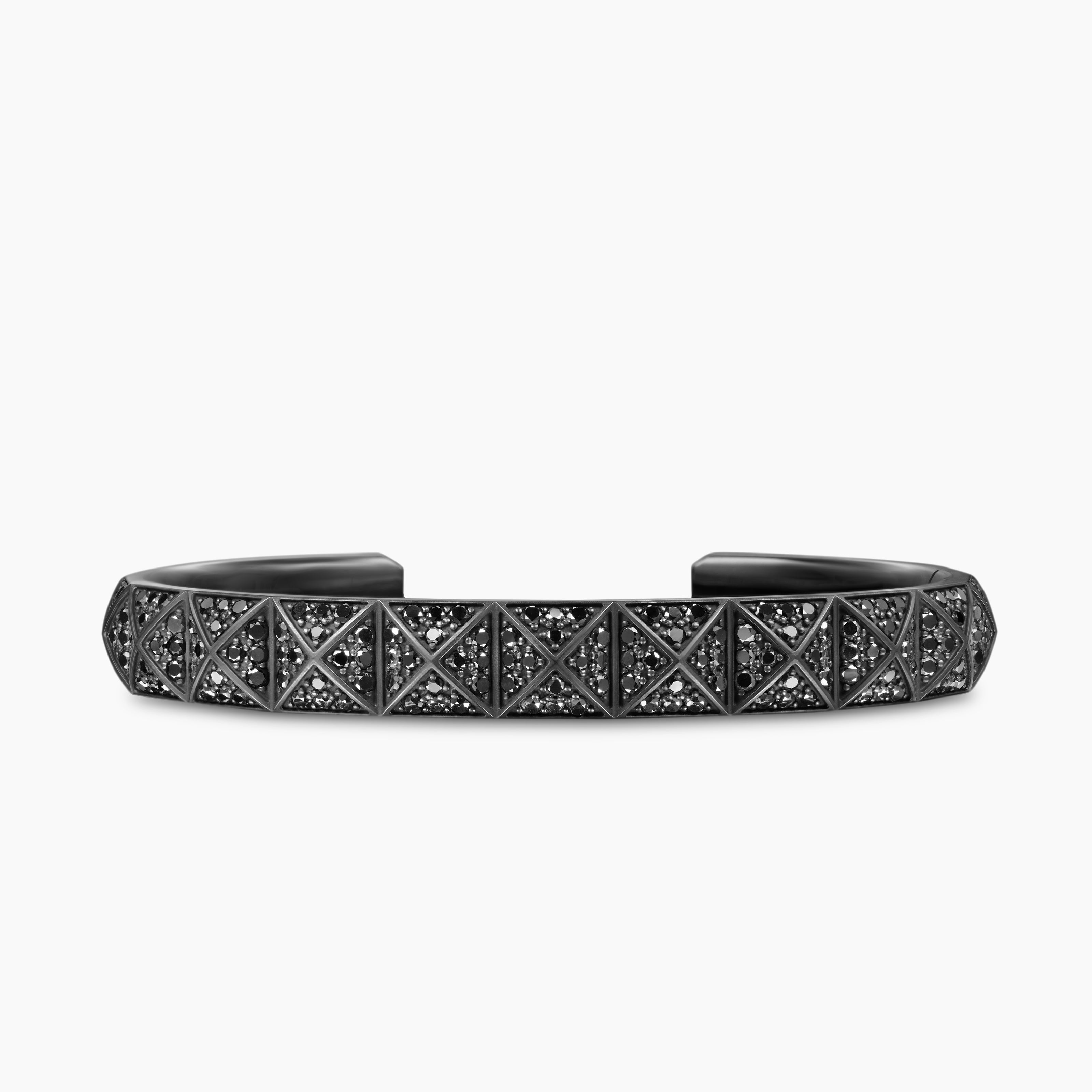 Mens Pyramid Cuff Bracelet in Black Titanium, 9.3mm