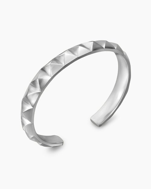 Mens Pyramid Cuff Bracelet in Sterling Silver, 9.3mm