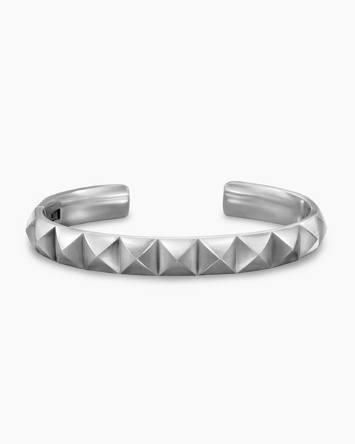 Mens Pyramid Cuff Bracelet in Sterling Silver, 9.3mm