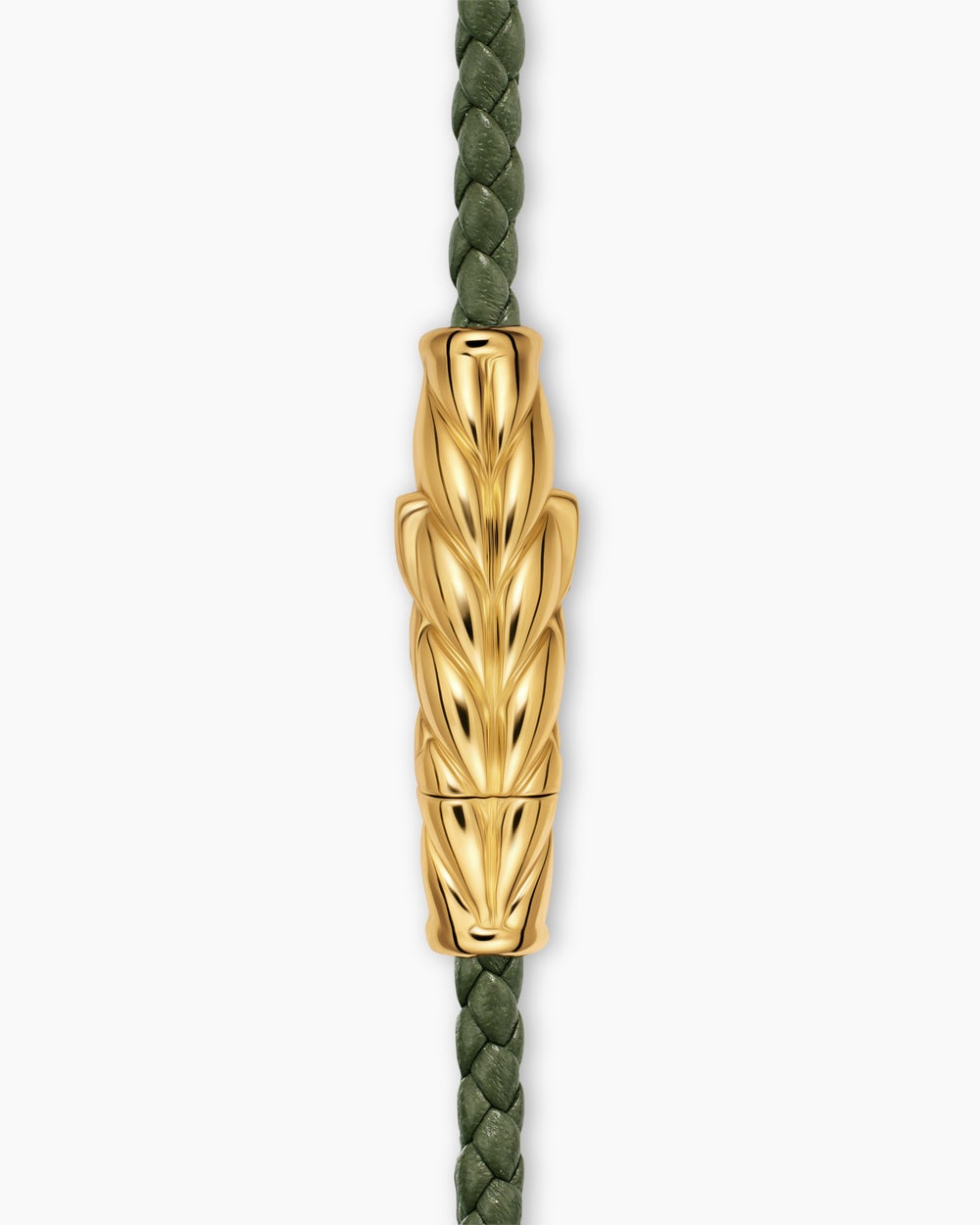 Mens Chevron Triple Wrap Bracelet in Green Leather with 18K Yellow Gold, 3mm