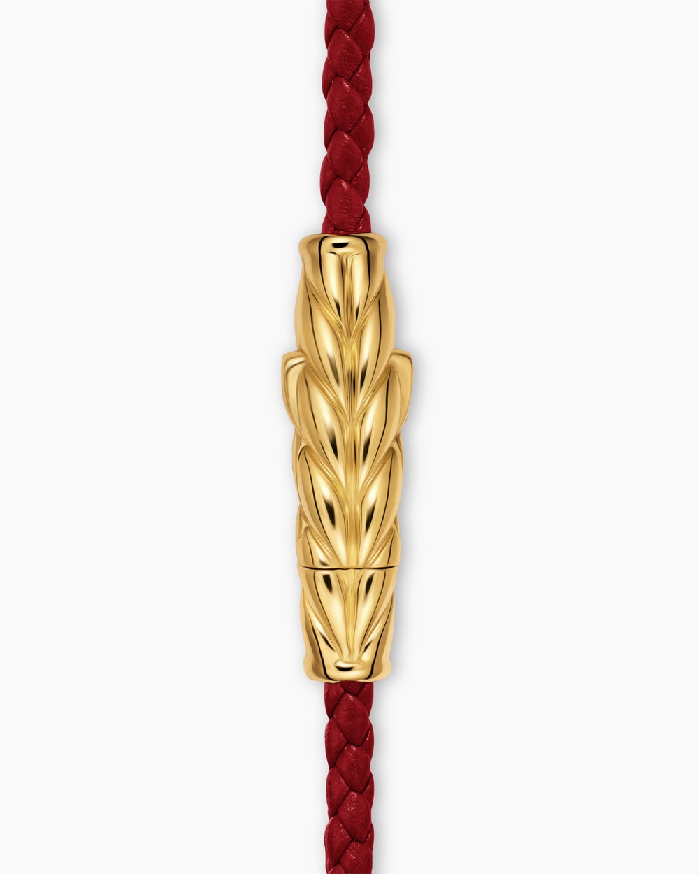 Mens Chevron Triple Wrap Bracelet in Red Leather with 18K Yellow Gold, 3mm