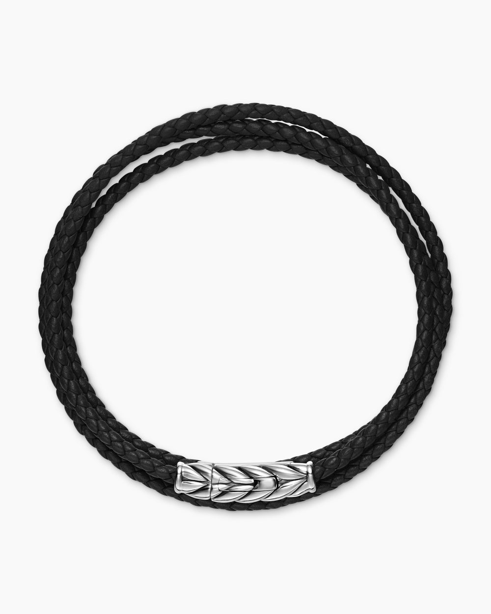 Mens Chevron Triple Wrap Leather Bracelet with Sterling Silver, 3mm