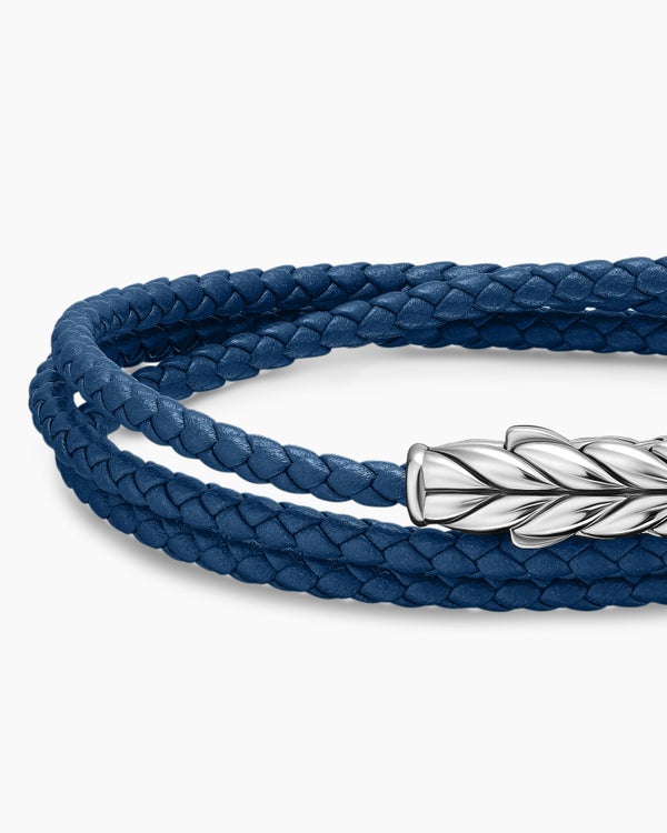 Bracelet trois tours Chevron en cuir avec argent sterling, 3 mm