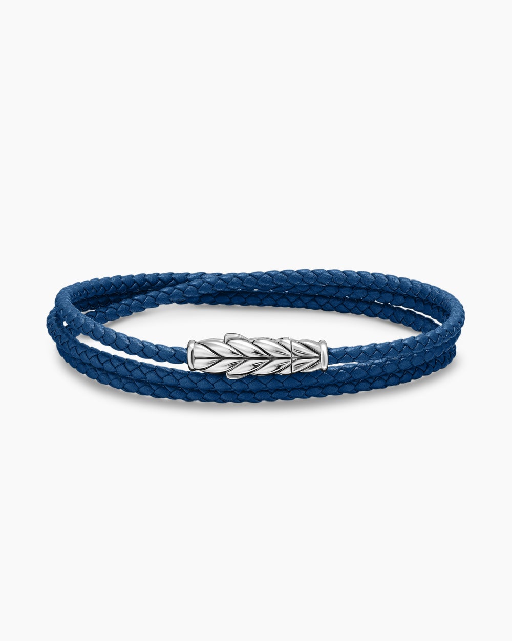 Bracelet trois tours Chevron en cuir avec argent sterling, 3 mm hommes
