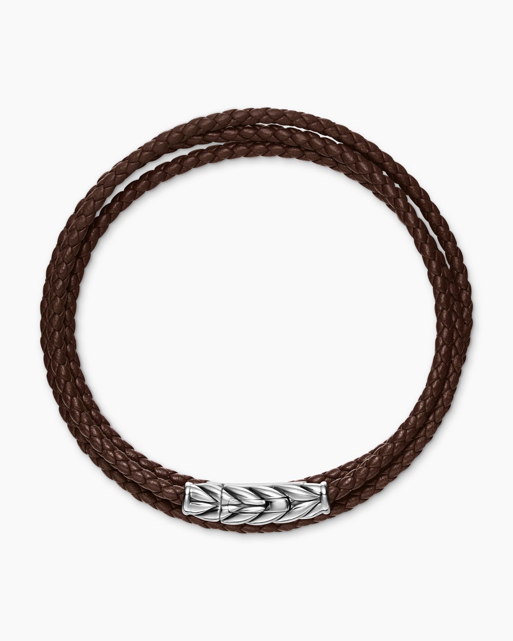 Bracelet trois tours Chevron en cuir avec argent sterling, 3 mm hommes